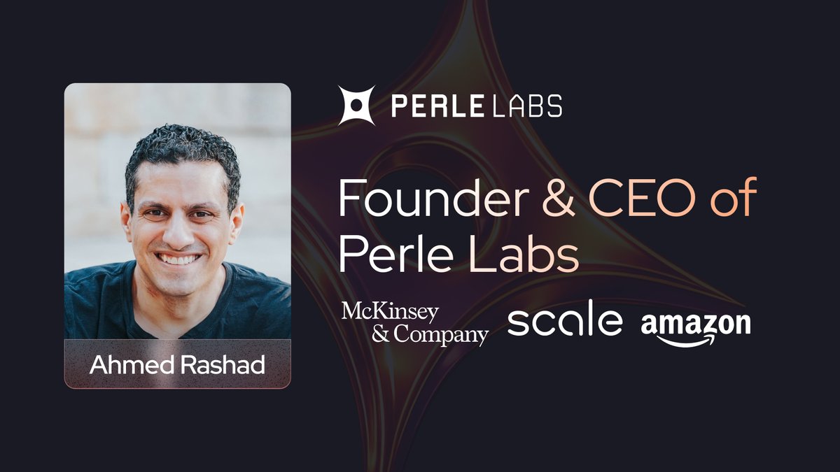 1/ Things are moving fast at Perle Labs ⚡️

So it’s a good time to spotlight the person helping steer it all.

Meet <a href="/AhmedZRashad/">Ahmed Rashad</a>, our Founder &amp; CEO.

From time at Amazon and McKinsey to Scale AI’s hypergrowth, his path has been shaped by one question:

How do we make AI