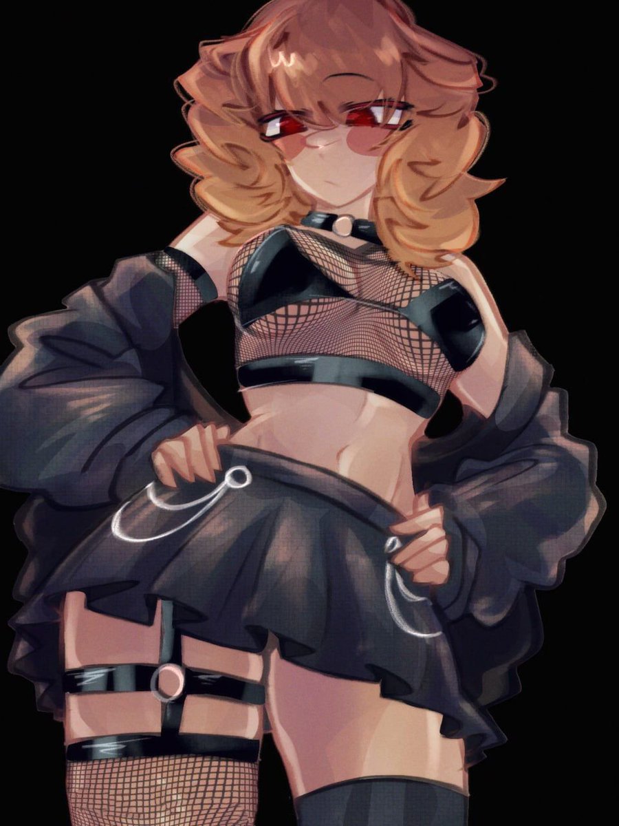 FACINGDEM0NS's tweet photo. [ Chara lost a bet and had to get SLAMFUCKED for a month straight - but more importantly , had to wear this outfit for a while . Degeneracy and silly hairstyle aside , she doesn't think she looks too bad . ] https://t.co/ShnDF5OTZ3