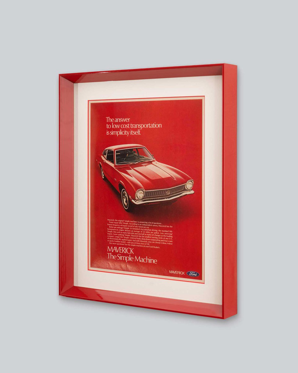 額装事例】 1970年代フォード・マーベリックのポスターを額装しました