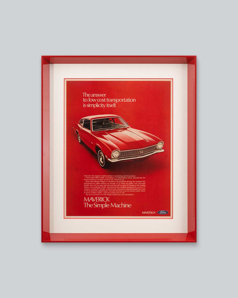 額装事例】 1970年代フォード・マーベリックのポスターを額装しました