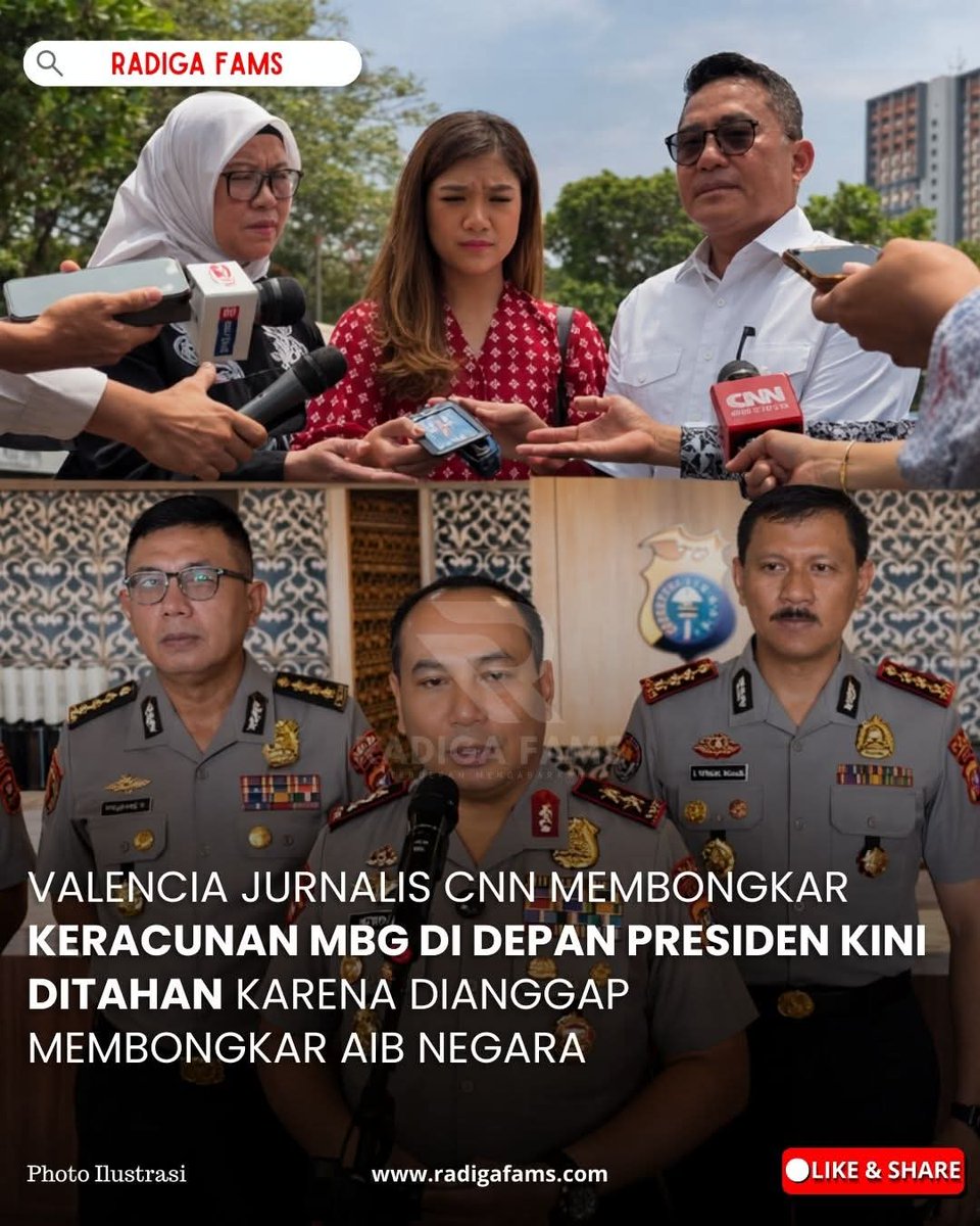 MIRIS...

VALENCIA JURNALIS CNN MEMBONGKAR KERACUNAN MBG DIDEPAN PRESIDEN KINI DITAHAN KARENA DIANGGAP MEMBONGKAR AIB NEGARA....‼️

#TolakBoPHargaMati
#TolakBoPHargaMati
🆘🆗