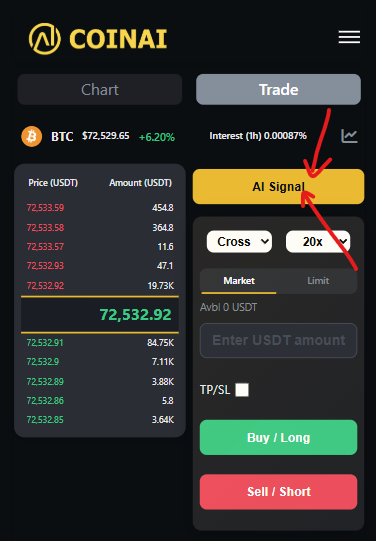 📢 CoinAI has officially launched the AI Signal feature.

This new feature uses advanced AI to analyze market data and generate smart trading signals, helping users quickly identify potential opportunities.

Try AI Signal on CoinAI today!
👉 coinai.exchange/future/trade/B…