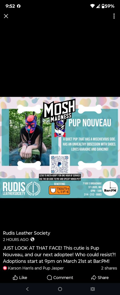 devon214011's tweet photo. Wooof. This year I am up for adoption for the yearly mosh! Come out and have a good time.
Awrfff. #pupplaycommunity #PupMosh https://t.co/baRwdW0gRj