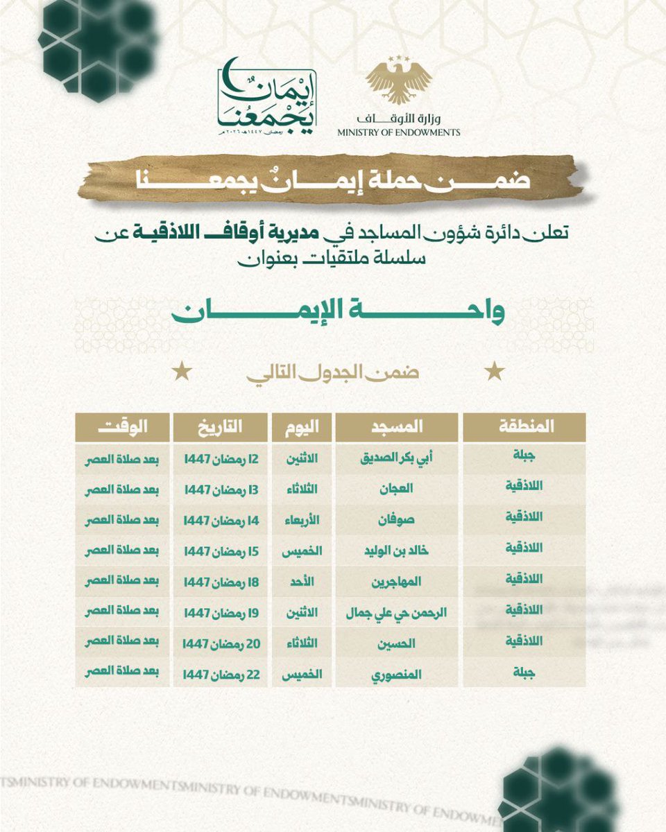 وزارة الأوقاف السورية tweet media