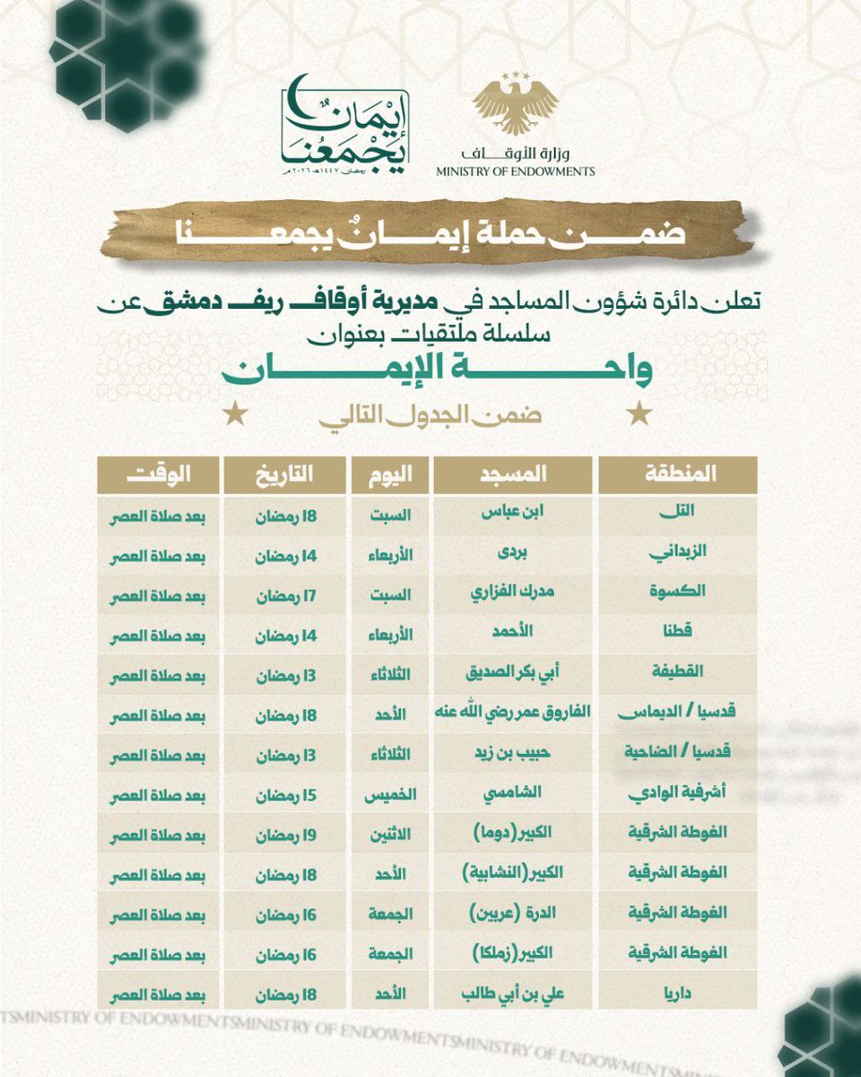 وزارة الأوقاف السورية tweet media