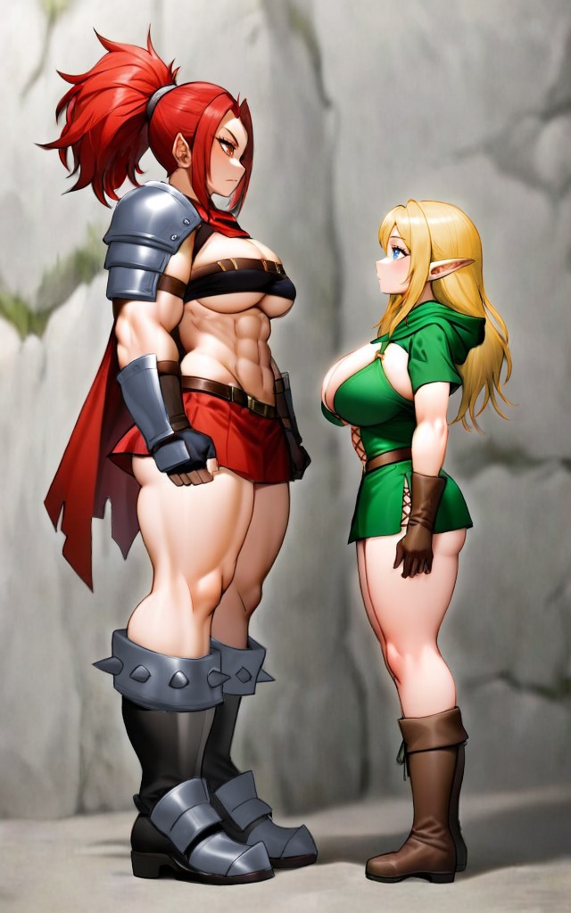 今日のふたなりエルフちゃんと女戦士ちゃんwip 