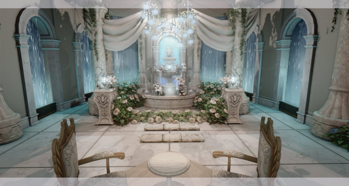 HaujingNyam's tweet photo. [ S size ]                                                 

아모로트 풍 로비와 신전풍 정원🦋

 #FF14ハウジング #FF14housing #HousingEden #FF14_하우징 #하우징_커미션 #하우징커미션 https://t.co/uzQr7R28Fe