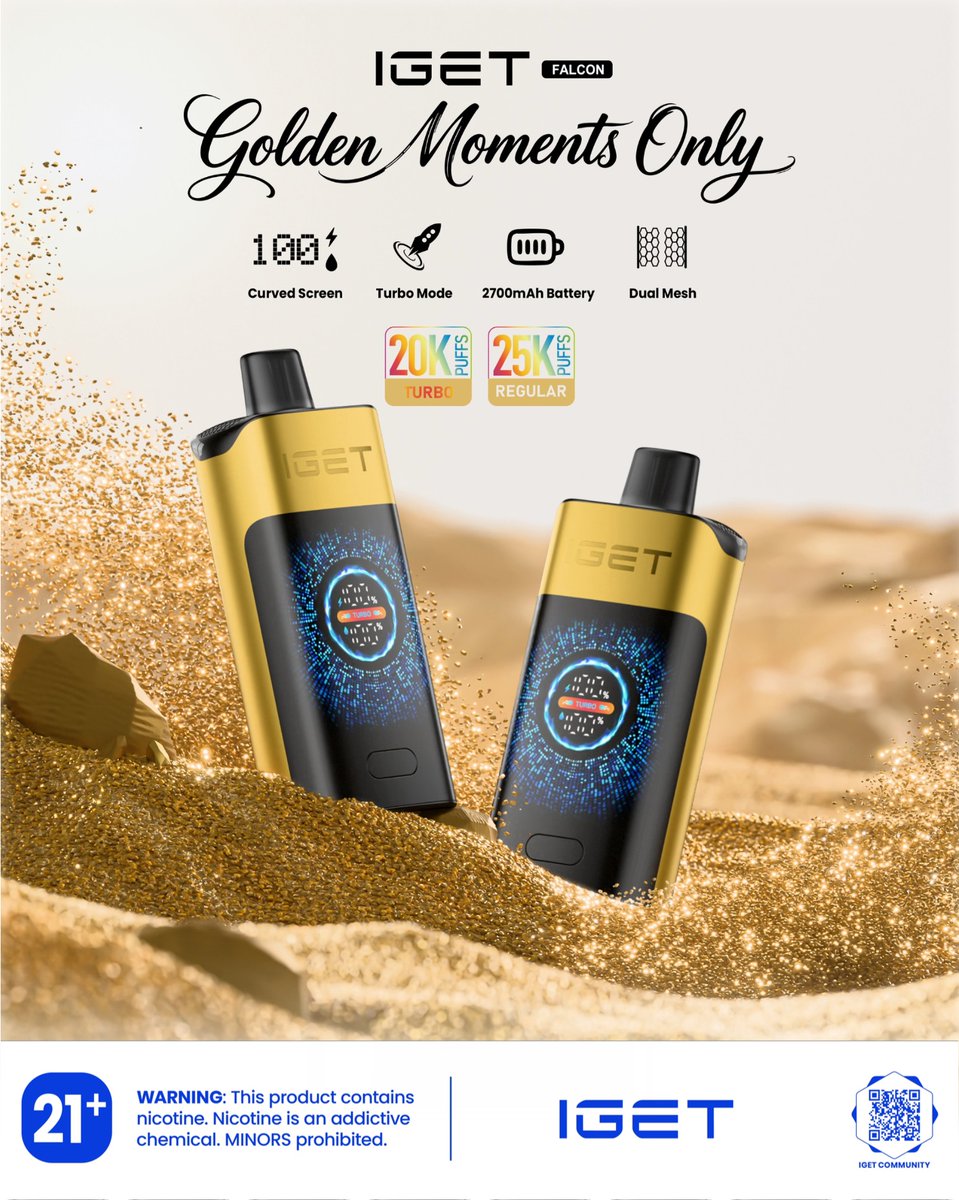 IGET FALCON: Middle East’s Golden Gem ✨
Desert luxury meets bespoke Middle Eastern flavors! 25k puffs of smooth, region-tailored taste, wrapped in sleek gold design.
Explore now: igetvape.com/product/iget-f…