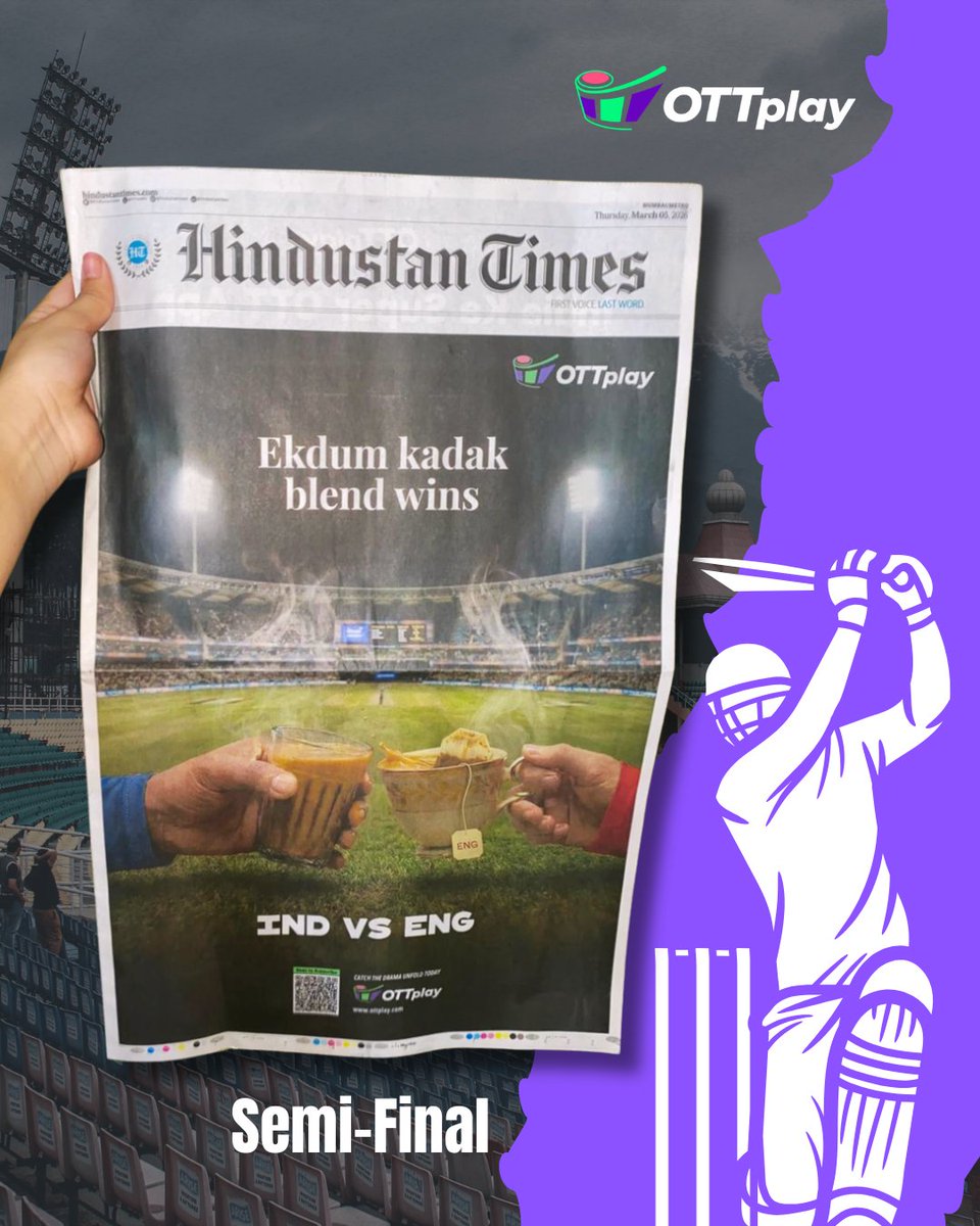 ottplayapp's tweet photo. Three Chapters. One Decider. ☕

2022: They took it. 🏴
2024: We took it back. 🇮🇳
2026: The ultimate tie-breaker. 🏆

🏏 #INDvsENG
📆 Tonight
⏰ 7PM

Watch the Men’s #T20WorldCup streaming on JioHotstar with #OTTplay! 🏏✨

#ChaiVsTea https://t.co/7EHFf0ET06