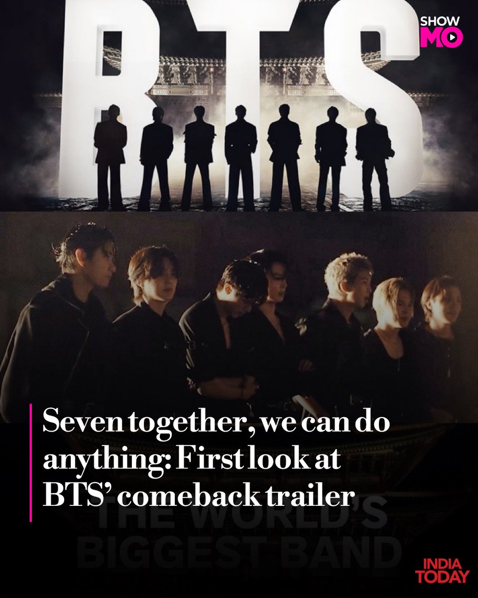 IndiaToday's tweet photo. World’s biggest band BTS will return to the global stage with a live performance streaming from Seoul’s Gwanghwamun Square on March 21, marking their first appearance as a group after nearly four years. The event, titled BTS : The Comeback Live | ARIRANG, will be live-streamed worldwide on Netflix, making it accessible to fans across all plans. This highly anticipated comeback follows the completion of the members’ mandatory military service, with the group reuniting to showcase their latest music and evolution as artistes!
.
.

Read more: https://t.co/bn7iLWHG77

#bts #btscomeback #btsarmy #indiatoday