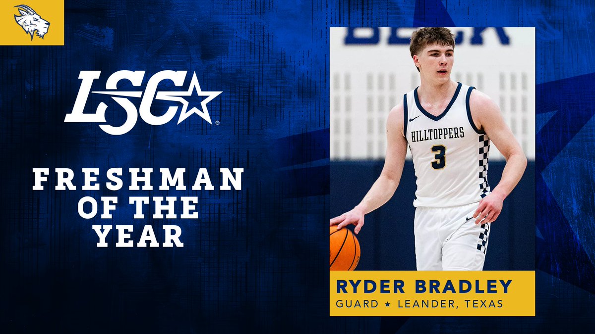 LoneStarConf's tweet photo. St. Edward's Ryder Bradley is the Lone Star Conference Men's Basketball Freshman of the Year. 🏀🤩

🔗 https://t.co/6pfx3ZodQc

#LSCmbb #D2mbb https://t.co/TwoCuU2yJB