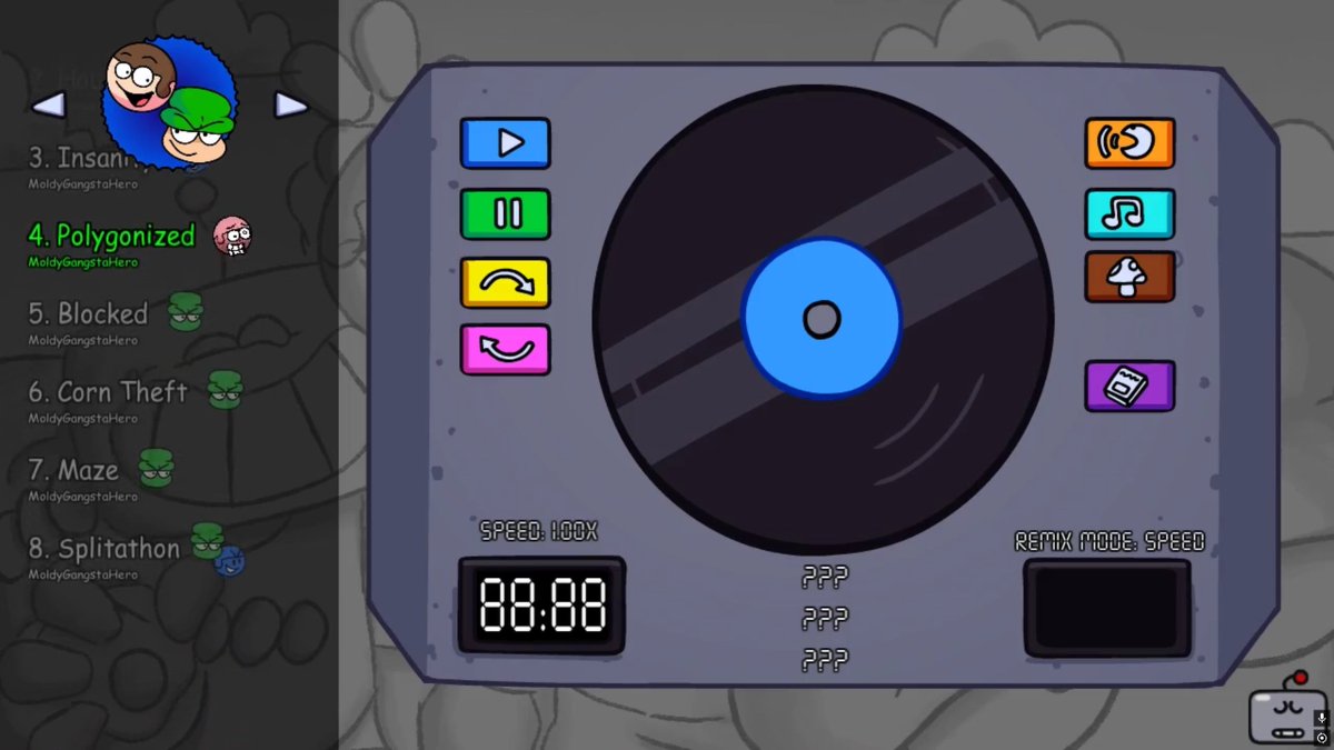I never took the time to properly acknowledge how proud I am of this menu, considering I coded the thing within 2 days I'm surprised it has what it has and how polished it looks

fun trivia there was going to be a rewind button but flixel doesn't support that so it had to gut