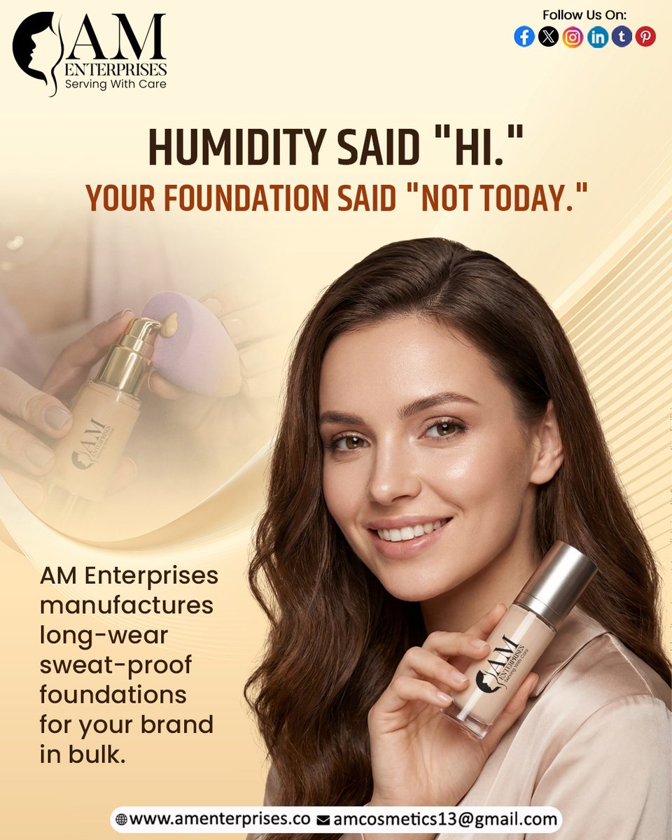 amenterprisehp's tweet image. Humidity said “hi.”
Your foundation said “not today.” 💄✨
Long-wear. Sweat-proof. Brand-ready.

📩 amcosmetics13@gmail.com
🌐 amenterprises.co

#AMEnterprises #PrivateLabelCosmetics #LongWearFoundation #SweatProofMakeup #CosmeticManufacturing #BeautyBrand