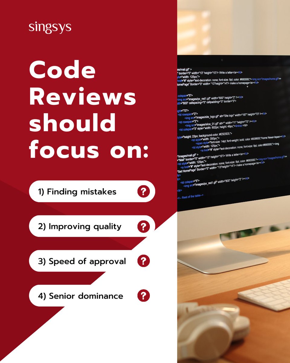 singsyspteltd's tweet image. A good review improves code quality, encourages learning, and strengthens collaboration within the team.

What do you think code reviews should focus on?

Visit - singsys.com

#CodeReview #DeveloperLife #TechTeams #CodingCulture #SoftwareDevelopment #Sinsgys