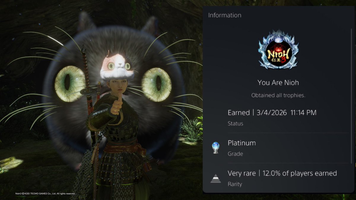 Another platinum in the bag 🫡
#Nioh3 was such a wonderful game!