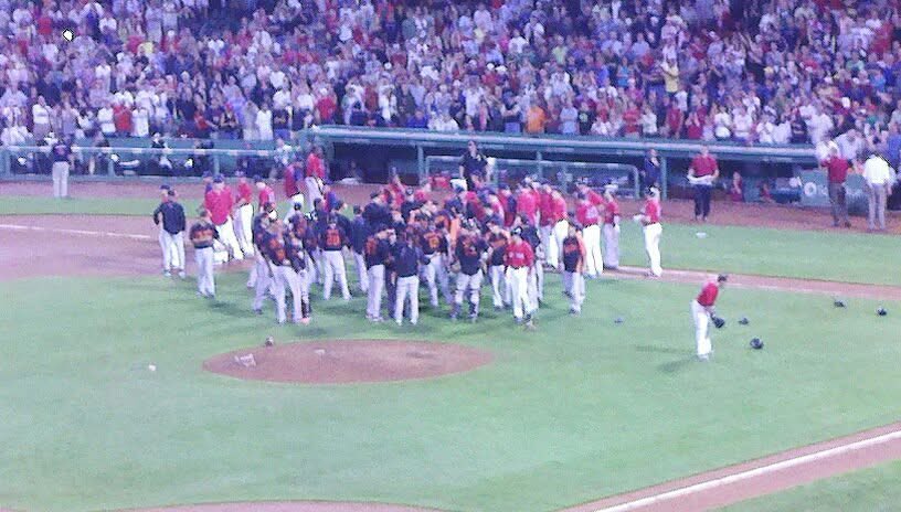 cstarr2245's tweet photo. @Section10Pod @Steve_Perrault Taken on 2011 cell phone. Brawl against orioles when big papi charged the mound https://t.co/LRwDx94O1m