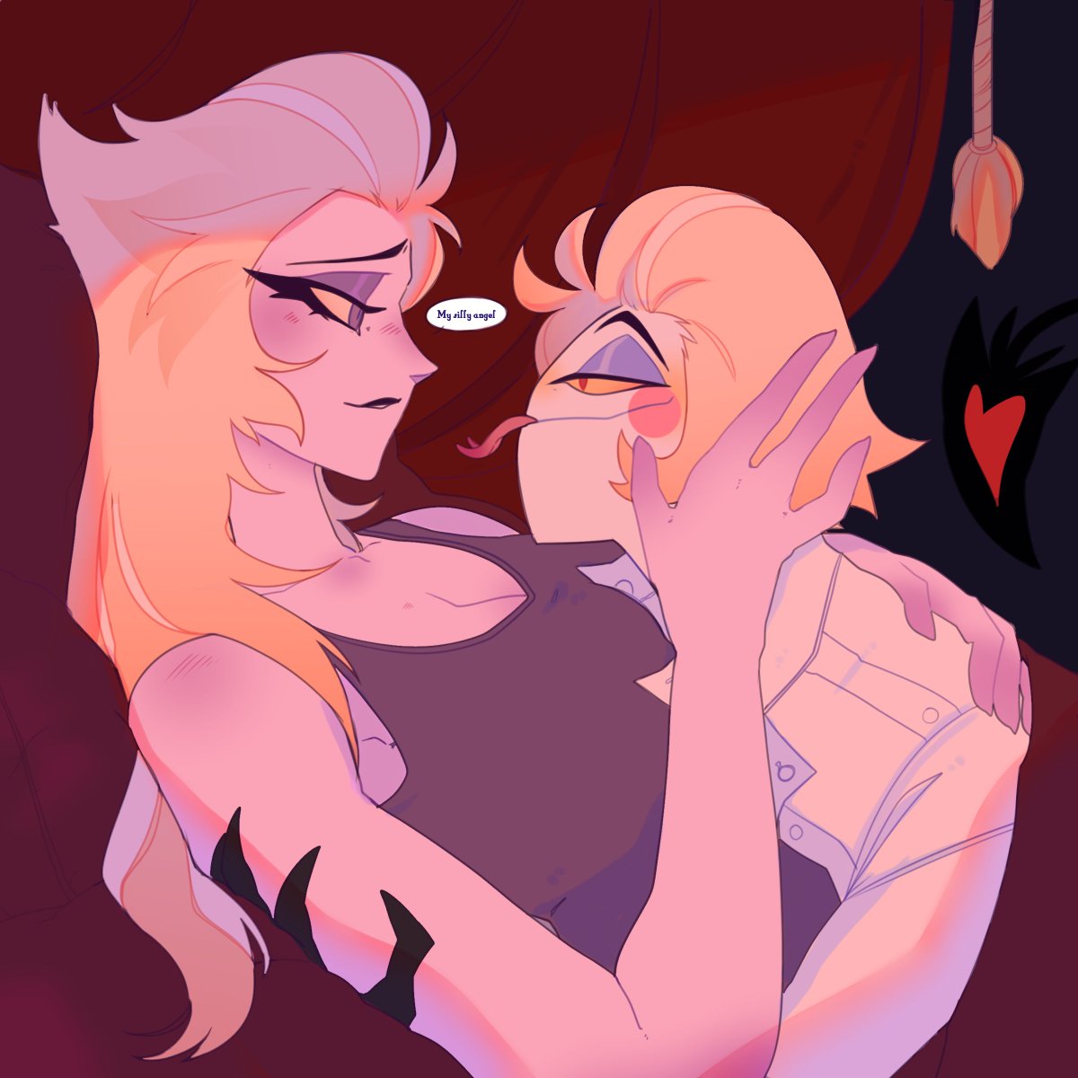 Gr_immi's tweet image. A doodle.
I want them to get together in the end.

#HazbinHotel #lucilith #lilith #lucifer #morningstar #fraktyr #hh #fanart #lucifermorn
