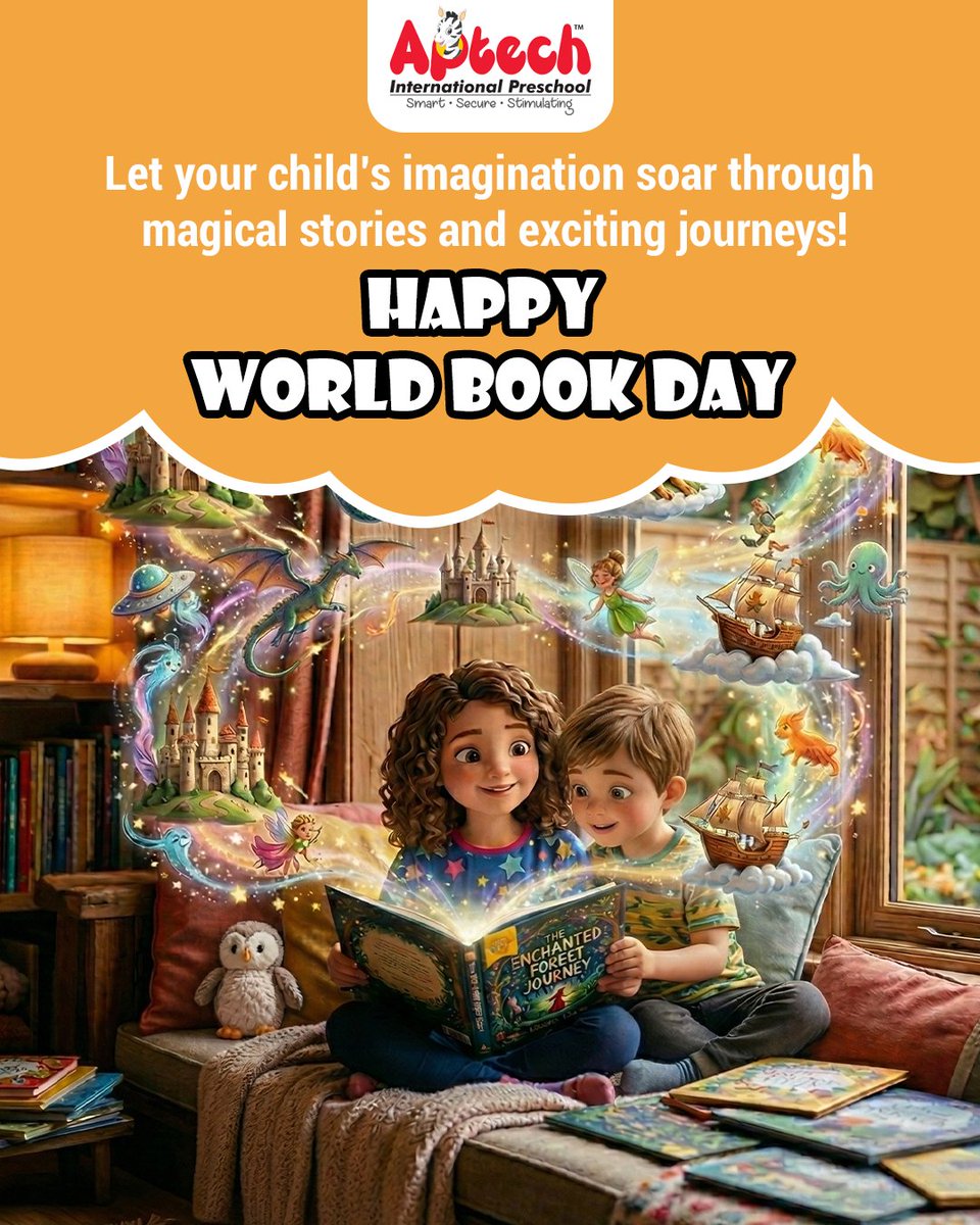 Books open doors to imagination, creativity, and knowledge. 📚
This #WorldBookDay, let’s inspire children to read, explore, and dream big.
#AptechInternationalPreschool wishes all little learners a joyful World Book Day!