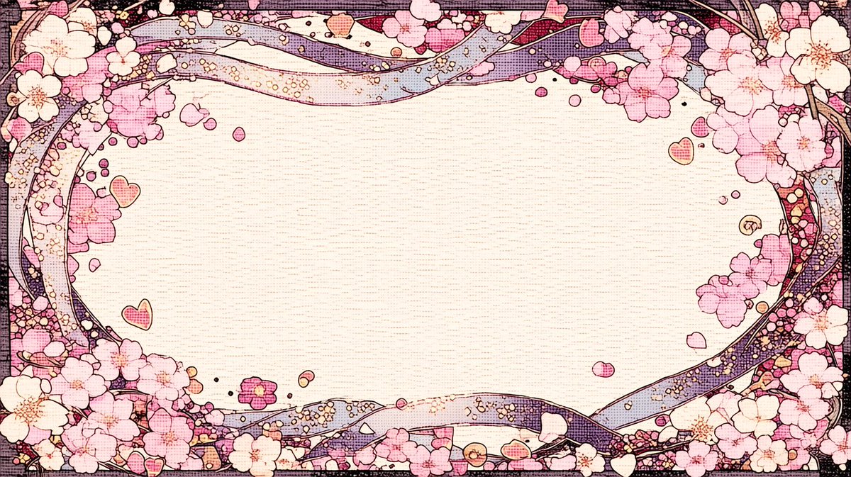 nemsmith_nemui's tweet photo. 【フリー素材配布】
和の雰囲気がしっかり出る、
桜と和柄の背景フレーム素材を作りました🌸✨

流れる雲や和文様をあしらった、
他にはない和テイスト強めのデザインです。

和風配信・和装サムネ・春の告知にどうぞ！
📥 保存・使用はご自由に！
#フリー素材 #Vtuber素材 #背景素材 #和風