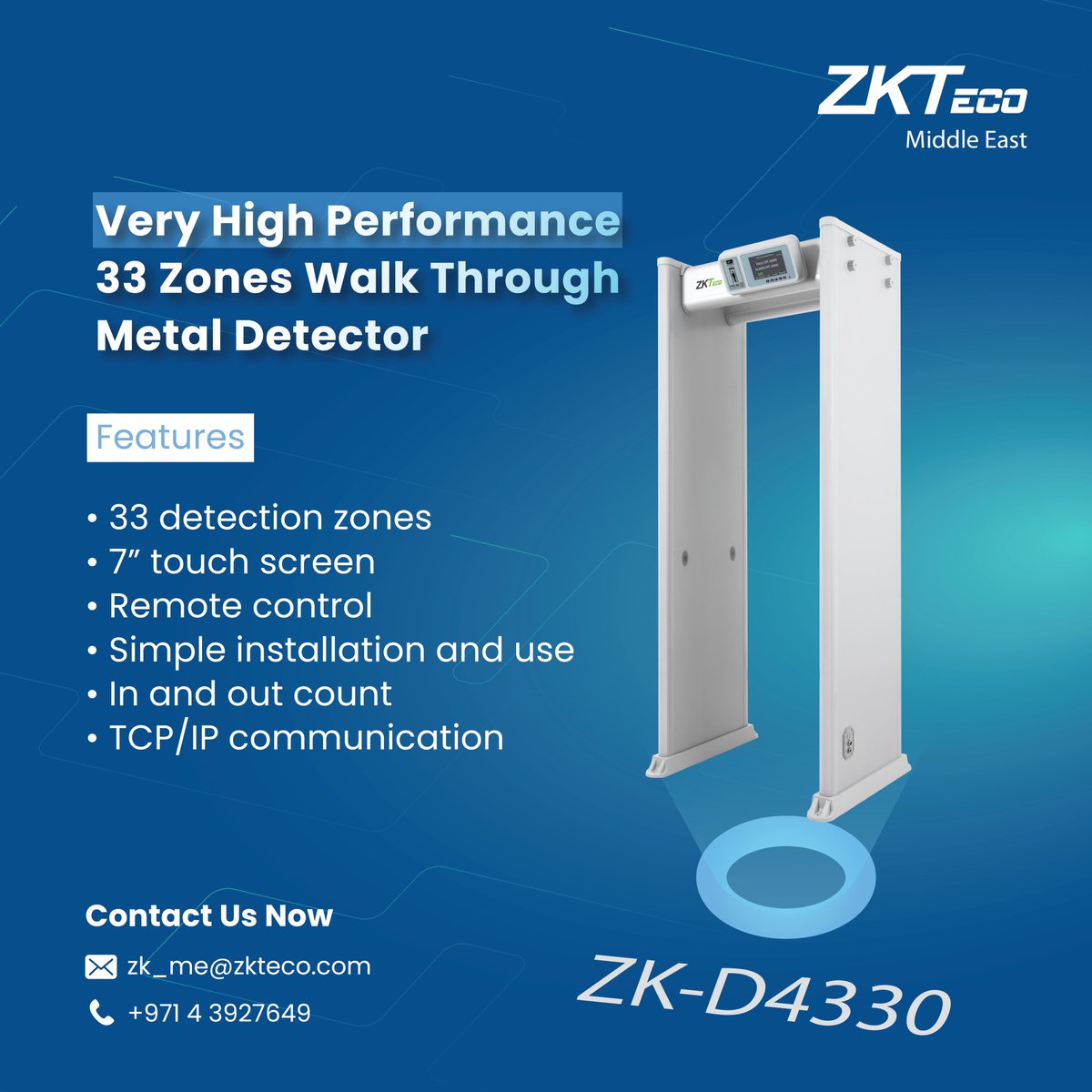 ZKTecoME's tweet image. Upgrade your security with the ZK-D4330 Walk-Through Metal Detector.

🔍 33 precision detection zones
🚶 Faster screening with smooth pedestrian flow

Higher precision. Faster throughput. Maximum protection.

#SecurityTechnology #MetalDetector #SecuritySystem #ZKTeco