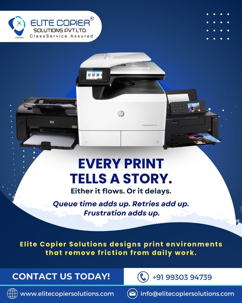 elitecopier's tweet photo. Every print job tells a story.
Sometimes it moves work forward. Sometimes it slows it down.
When print systems are designed right, work flows without interruptions.
Elite Copier Solutions helps businesses remove friction from everyday workflows.

📞 +91 99303 94739 https://t.co/RCs2FytCL6