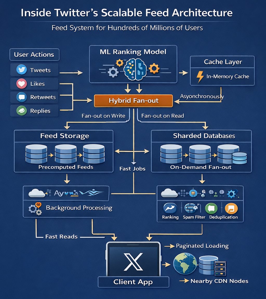 Moses_Morrisdev's tweet photo. Fast feeds at scale = precomputed timelines + ML ranking + caching + sharding + async pipelines.
Scaling for millions isn’t luck, it’s architecture. 

#backendengineering #distributed #systemdesign #tech https://t.co/cyZGIxPT7W