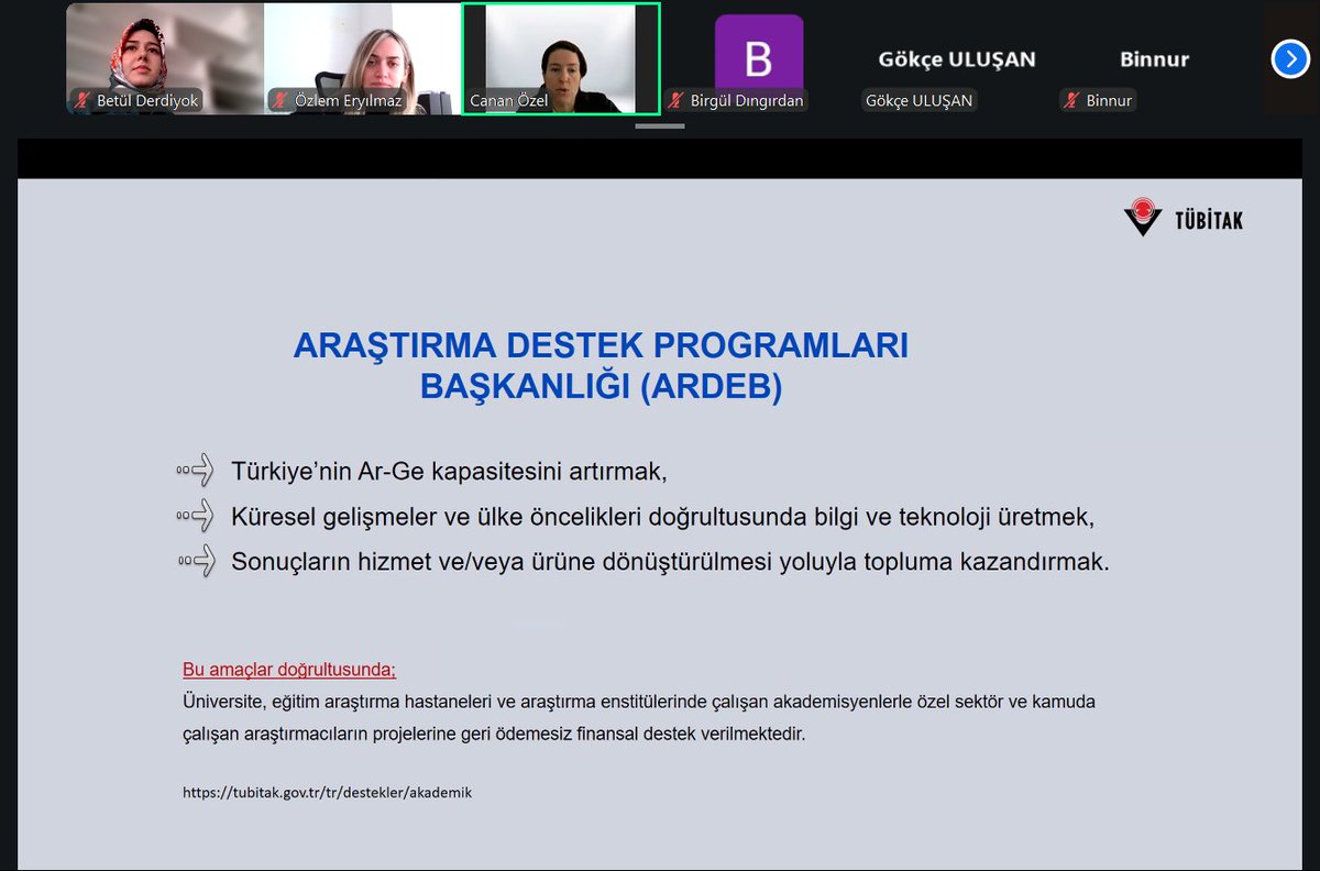 SubuTto's tweet photo. SUBÜ Teknoloji Transfer Ofisi koordinatörlüğünde, TÜBİTAK proje birimi uzmanı Dr. Canan Özel’in katılımıyla düzenlenen “TÜBİTAK-ARDEB Proje Destekleme Programları Bilgilendirme Semineri” çevrim içi olarak akademisyenlerimizin katılımıyla gerçekleştirilmiştir.
#TÜBİTAK #ARDEB https://t.co/vQdVWulYNn