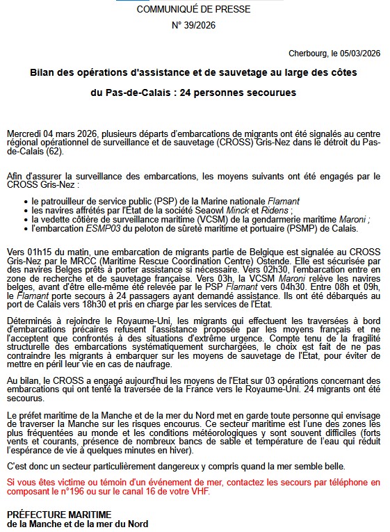 Image de Préfecture maritime Manche et mer du Nord : [#Opérations] d'assistance et de sauvetage au large des côtes du Pas-de-Calais : 24 personnes secour