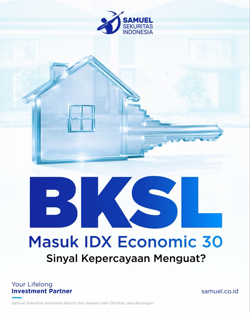 🏠 BKSL resmi masuk ke dalam IDX Economic30 Indeks, efektif mulai 2 Maret 2026. Masuknya BKSL ke dalam indeks tersebut juga berpotensi meningkatkan perhatian investor, terutama dari manajer investasi yang menggunakan IDX Economic30 sebagai acuan penyusunan portofolio investasi.
