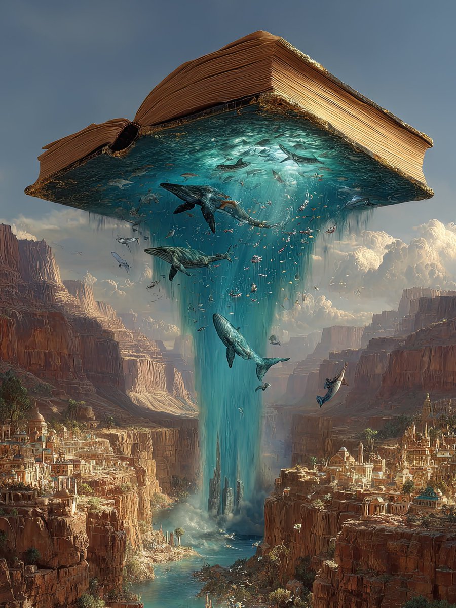 Book-ocean waterfall