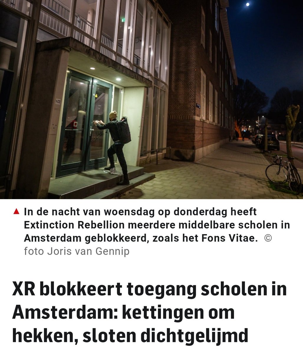 maartenbrink's tweet image. Laat onze jeugd gewoon naar school gaan, zou ik zeggen. Scholieren in #Amsterdam zijn op dichte deuren en gesloten schoolhekken gestuit. Verschillende middelbare scholen zijn woensdagnacht geblokkeerd door klimaatactivisten van #ExtinctionRebellion. 

ad.nl/binnenland/xr-…
#XR