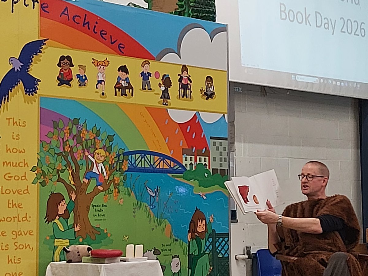 STJKingston's tweet photo. Mr. Redhead reading the book Five Little Friends by Sarah Dyer to the whole school. A simple but very effective story about appreciating and looking after our world. #WorldBookDay https://t.co/3UzQpzG99G