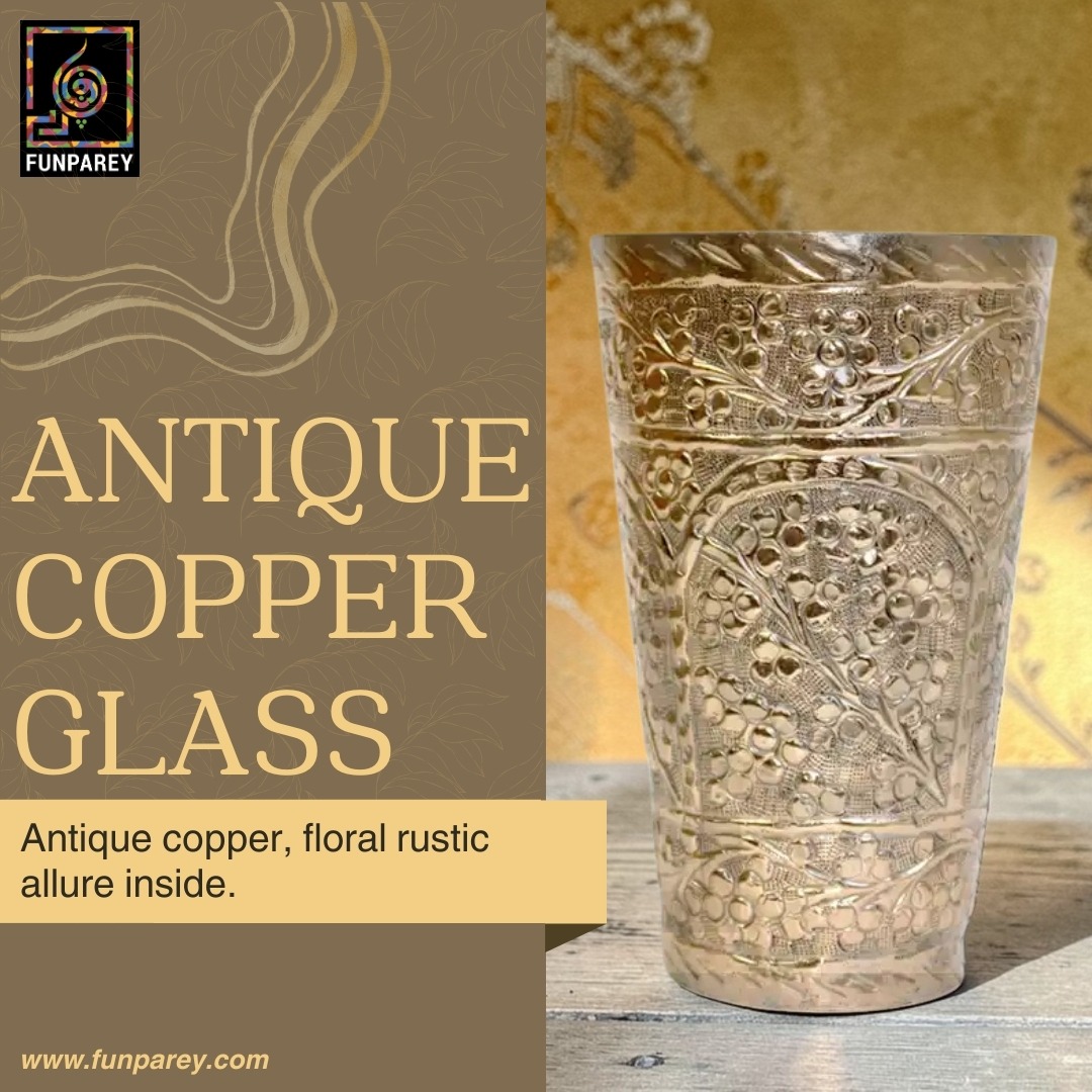 Funparey's tweet image. Restored to perfection. 🥂 5" Solid Antique Copper Glass with intricate floral embossing. A vintage South Asian inspired piece for display or functional use. 

Order yours here: funparey.com/product/antiqu… 

#Funparey #AntiqueCopperGlass