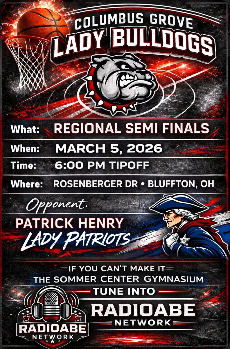 GAME DAY for the <a href="/GroveBasketball/">GroveBasketball</a> Lady Bulldogs!  If you are unable to make it to the Sommer Center you can hear it live by tuning into <a href="/RadioAbeNetwork/">Abram Escamilla</a> as <a href="/EscamillaAbram/">Abram Escamilla</a> and <a href="/DaleOtto/">Dale Otto</a> will have the play by play.   #GoDogs #LFG