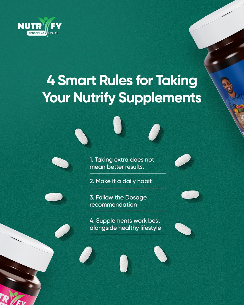 NutrifyNigeria's tweet image. There are rules to everything. Take your supplements the right way for the best and healthiest results.

#howto #supplementsdosage #nutrify #nutrifyng #immunityboost #wellnessallround #redefininghealth