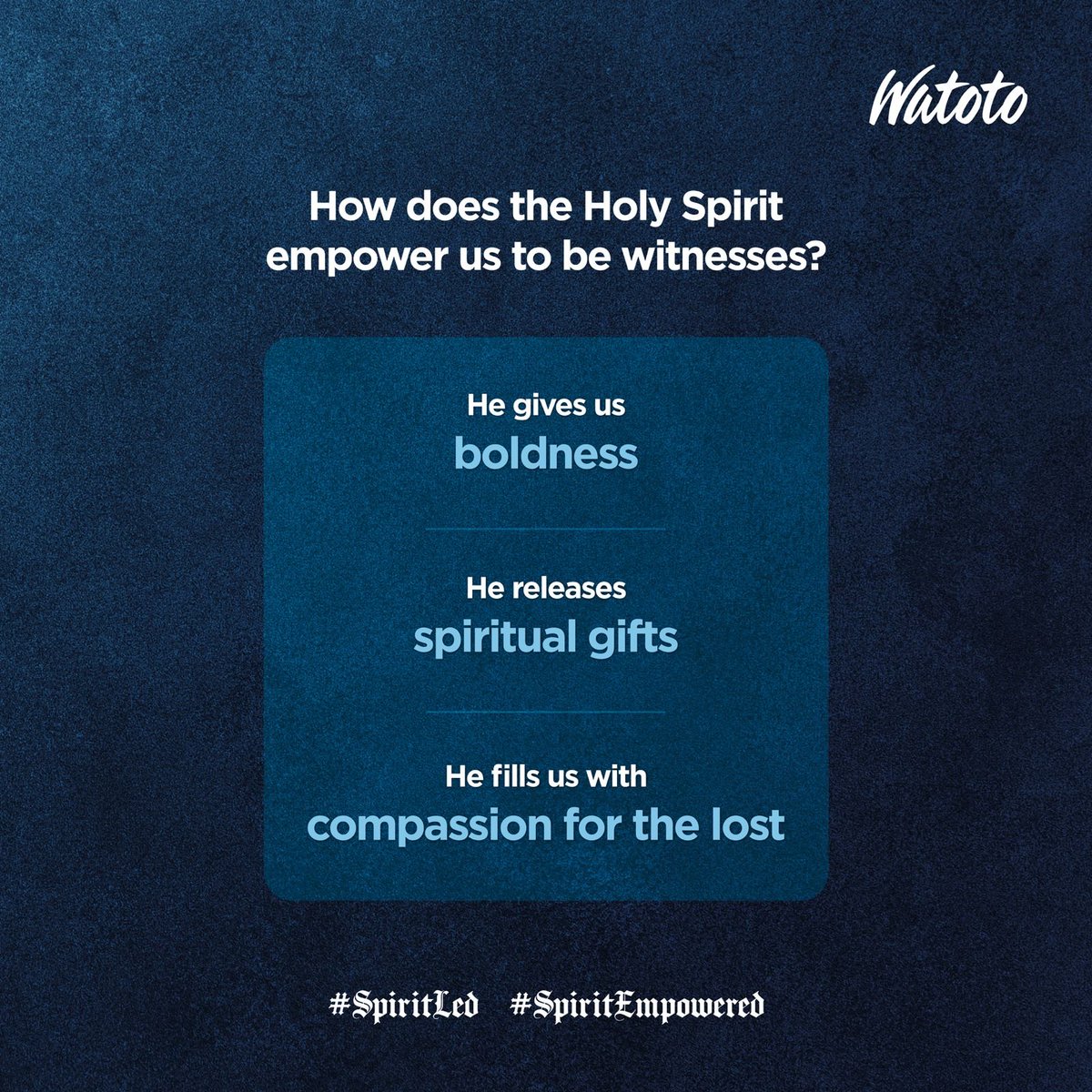 watotochurch's tweet photo. When the Spirit empowers us, witnessing becomes natural.
#SpiritLed #SpiritEmpowered #WitnessForJesus https://t.co/uKoUZyHkxd