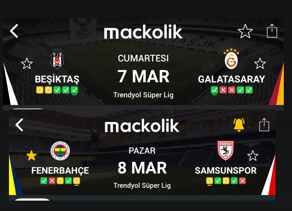 Galatasaray beşiktaş'ı yenecek.

Samsunspor fenerbahçe'den en kötü 1 puan alacak ve hatta kazanma ihtimali yüksek.

Bu tweet burada dursun.