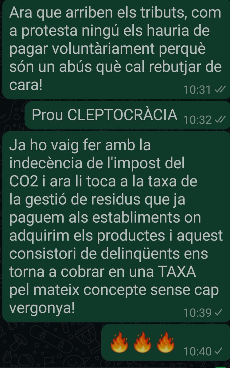 Si reconeixen al <a href="/parlamentcat/">Parlament de Catalunya</a> q els contribuents estem a 2 nòmines d ser desnonats, pq seguim pagant TRIBUTS per garantir els sous de qui ens perjudiquen deliberadament amb les seves GUINGUETES?
#REVOLTA 
<a href="/3CatInfo/">3CatInfo</a>
<a href="/infoanoia/">infoanoia.cat</a>
<a href="/VeuAnoia/">La Veu de l'Anoia</a>
<a href="/diariRegio7/">Regió7.cat</a>
<a href="/ACMunicipis/">Associació Catalana de Municipis</a>
<a href="/diba/">Diputació de Barcelona</a>
<a href="/residuscat/">Agència de Residus</a>