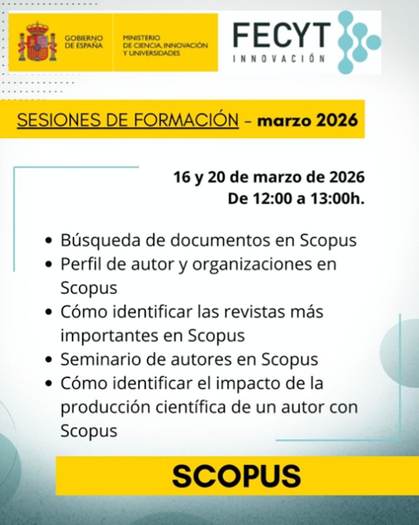 F̳O̳R̳M̳A̳C̳I̳Ó̳N̳. Abierta la inscripción para las sesiones de marzo del 𝗜 𝗖𝗶𝗰𝗹𝗼 𝗱𝗲 𝗙𝗼𝗿𝗺𝗮𝗰𝗶ó𝗻 𝗢𝗻𝗹𝗶𝗻𝗲 𝗦𝗰𝗼𝗽𝘂𝘀 ▶️ recursoscientificos.fecyt.es/servicios/form…