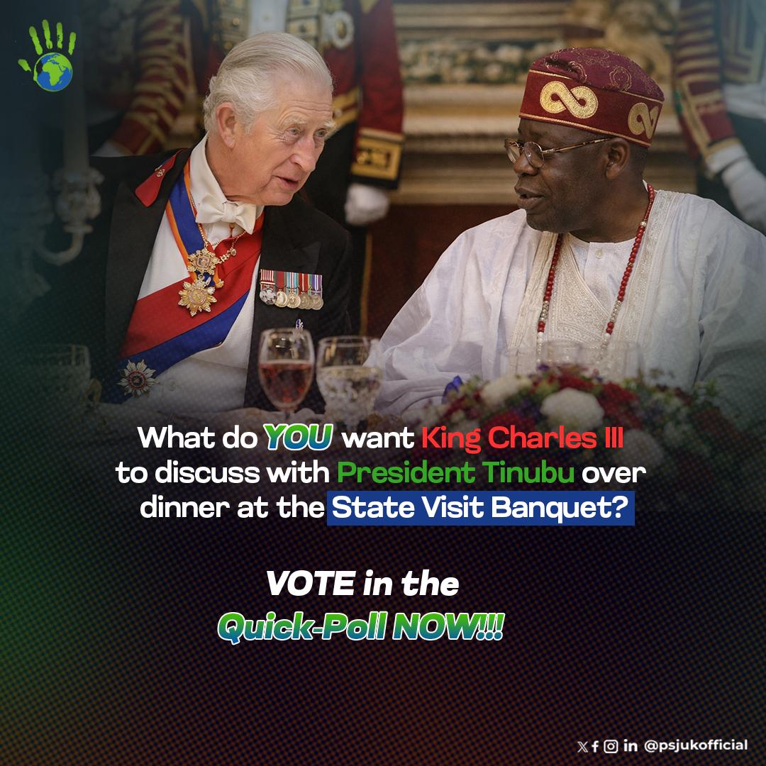 PSJUK_Official's tweet image. Have your say in our quick public poll:
psjuk.org/uk_nigeria_sta…

Your voice matters — vote now and join the conversation!

#UKNigeria #StateVisit #PublicPoll #CivicEngagement #UKNigeriaRelations