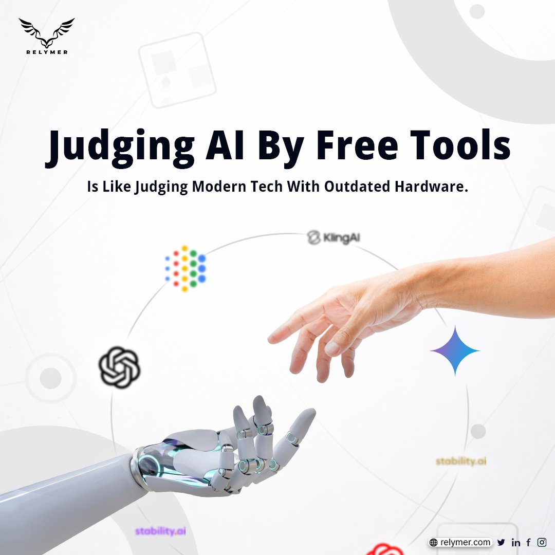 relymer's tweet photo. Some people say AI isn’t that impressive 🤖

But many are judging it using only free tools.

That’s like evaluating modern smartphones with a flip phone 📱

The builders using advanced models aren’t debating.
They’re building, shipping, and moving faster 🚀

#Relymer #Ai #AIAgent https://t.co/HauXuQBZwQ