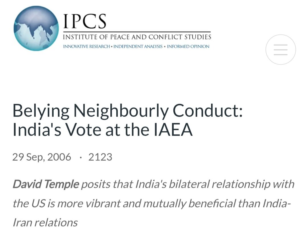 Sanju_Verma_'s tweet image. India voted against Iran at IAEA in

📌2005
📌2006
📌2009

In 2024,we didn't vote against,we simply abstained

So instead of howling 24/7 at Modi Govt,go back,read up,educate yourself on nuances of diplomacy before blabbering..samjhe?

#CompromisedCongress
#CompromisedSoniaGandhi