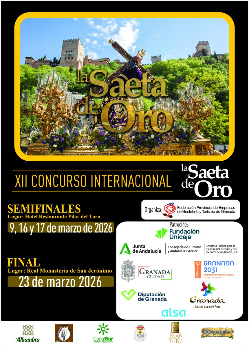 Encanto y esencia: Restaurante Pilar del Toro, sede de las semifinales de La Saeta de Oro 2026

#welovegranada #PilardelToro #granada #LaSaetadeOro #AndalusianCrush #viveAndalucia

<a href="/welovegranada/">WeloveGranada</a> <a href="/FundUnicaja/">Fundación Unicaja</a> <a href="/TurismoAND/">Consejería de Turismo y Andalucía Exterior</a> <a href="/viveandalucia/">Vive Andalucía</a> <a href="/aytogr/">Ayuntamiento de Granada</a> <a href="/dipgra/">Diputación de Granada</a> <a href="/turgranada/">Turismo Granada</a> <a href="/Alsa_autobuses/">Alsa</a>