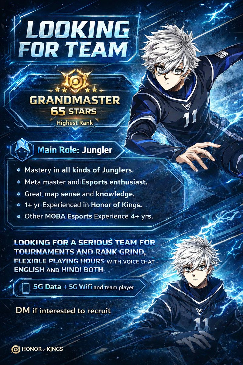 Aithex_plays's tweet photo. @subzidite2 @HonorOfKings Looking for a HOK India Esports team to grind together and win tournaments ✨ https://t.co/R3totWbxNt