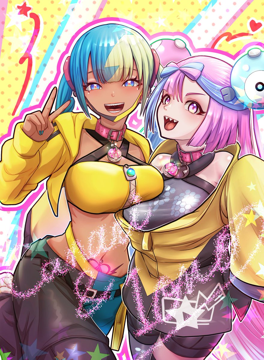 Halt35934229's tweet photo. ナンジャモVSカナリィVSメガカラマネ□
VSダークライ（巻き添え）
二人の衣装に違和感を覚えたら��たぶんそれがカラマネ□要素。 https://t.co/EWKemiR99Q