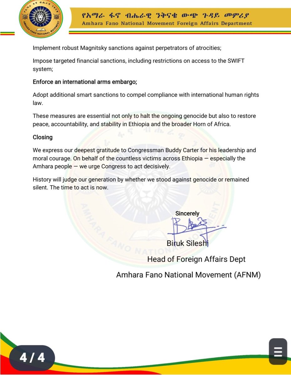 Amhara Fano National Movement - Foreign Affairs tweet media