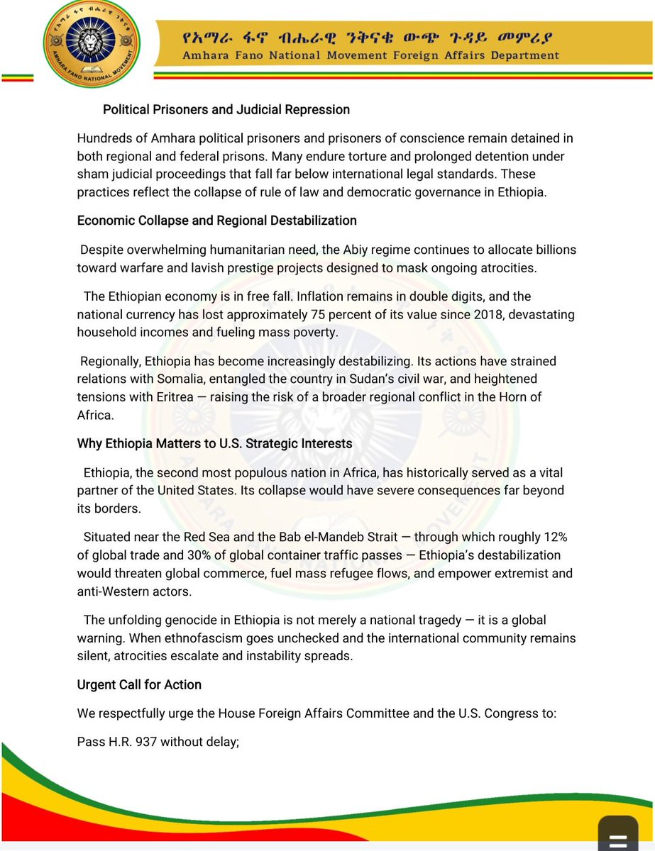 Amhara Fano National Movement - Foreign Affairs tweet media
