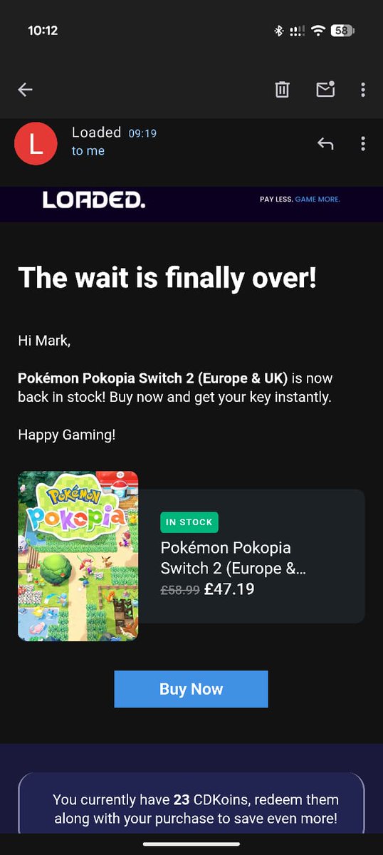 avaris15's tweet photo. @LoadedEN Referencing this email I received, this is not the price currently listed on your website. Is there something I'm missing? https://t.co/Vr13CoDGje