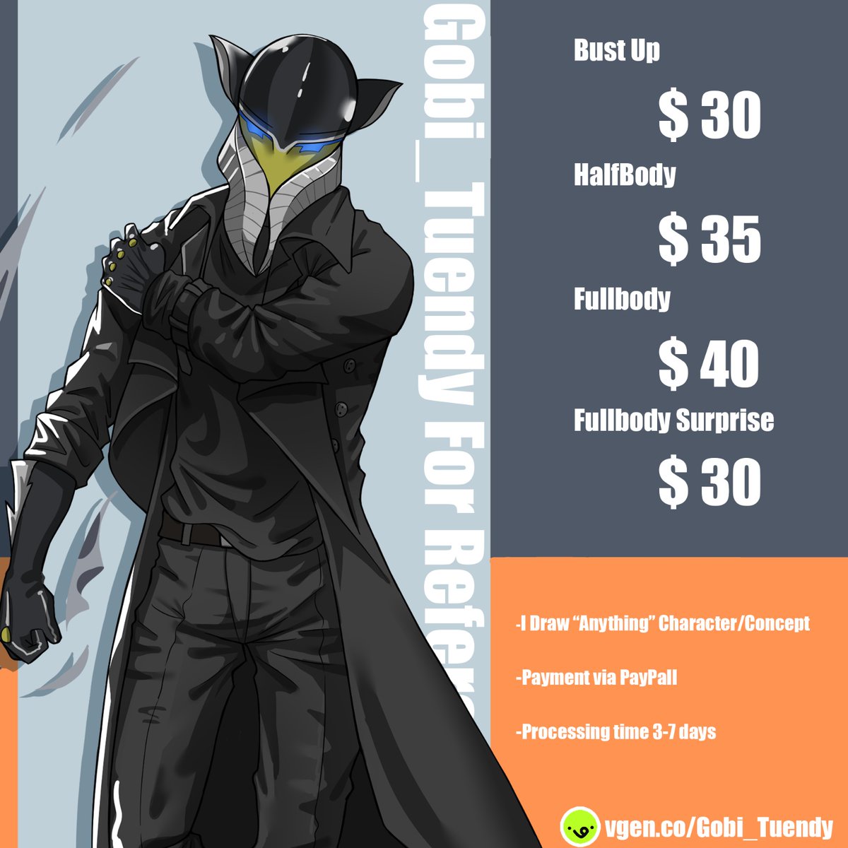 Just a reminder I’m open for commissions over at VGen Guys!! (⁠ﾉ⁠≧⁠∇⁠≦⁠)⁠ﾉ⁠ 
🔗 vgen.co/Gobi_Tuendy

RTs and shares are much appreciated! 🙌
#commissionsopen #VGen #animeart #VGenComm #VGenOpen