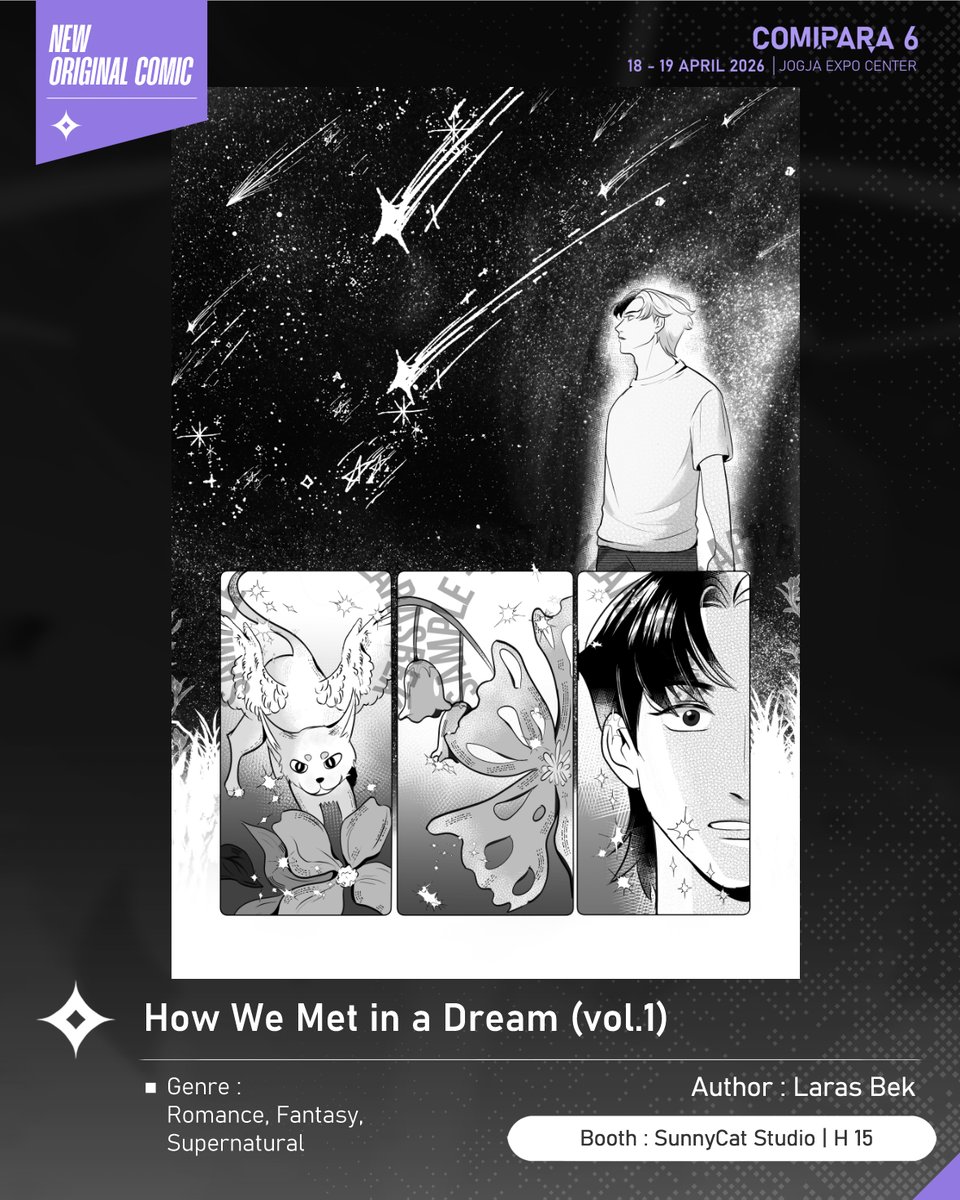 comipara_id's tweet photo. [COMIC RAID]
Author: Laras Bek
Booth: H 15  -  SunnyCat Studio

Ini diaaa komik baru karya Kak Laras Bek, berjudul "How We Met in a Dream (vol.1)" yang akan dijual di Comipara 6 besok lho!

Sampai ketemu di venue! ✨

Comipara 6
18-19 April 2026
Jogja Expo Center

#comicraid6 https://t.co/adAJQnS20t